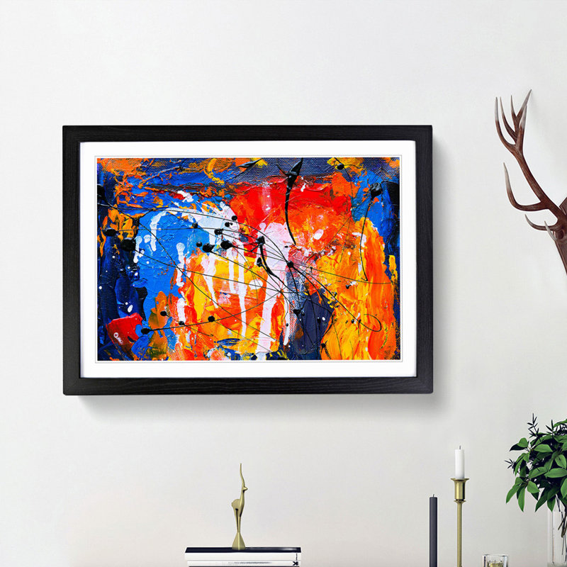 Abstract Art Painting Vol.429 by S.Johnson - Framed Print, 48cm H x 65cm W x 2cm D, Black Framed