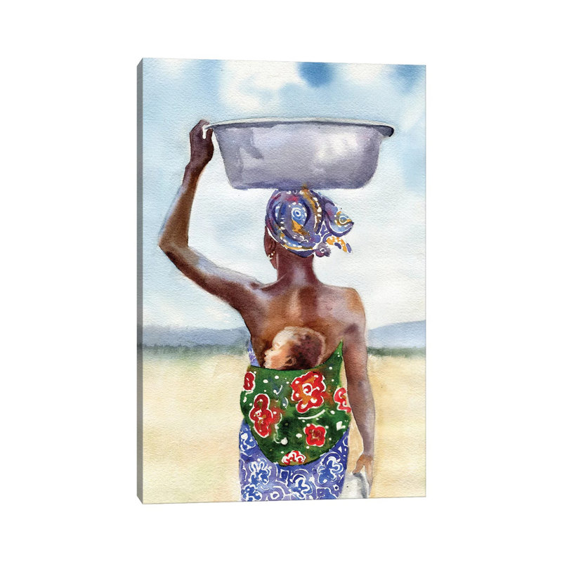 African Mother by Rachel Parker - Painting on Canvas, 101.6 cm H x 66.04 cm W x 3.175 cm D, Wrapped Canvas