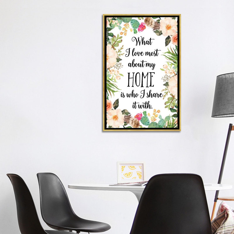 "What I Love most about My Home is Who I share it" par Eden Printables-impression d’art textuel, Pas de tapis