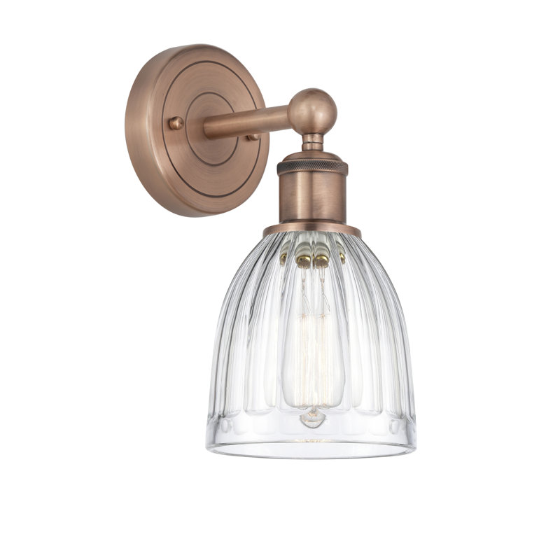 Caroleen Armed Sconce, Clear, Antique Copper
