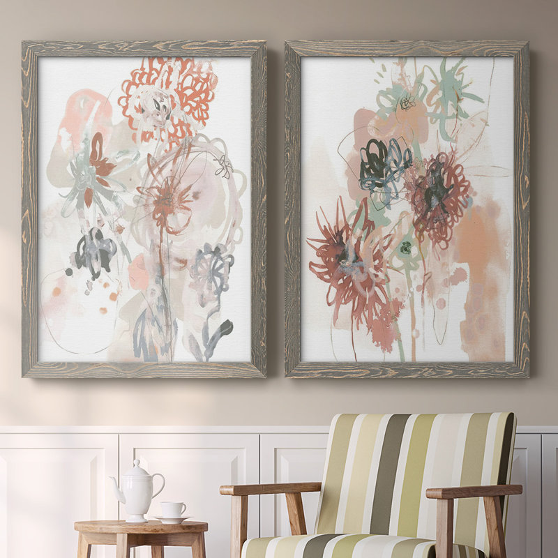 Toile encadrée Petal Drift III-Premium - prête à être accrochée, H 27,5 po x l 75 po x P 1,5 po, Gris