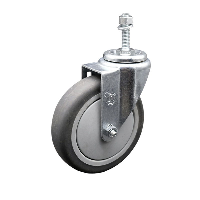 Rubber Wheel Swivel 5/8 Inch Threaded Stem Caster Set SCC