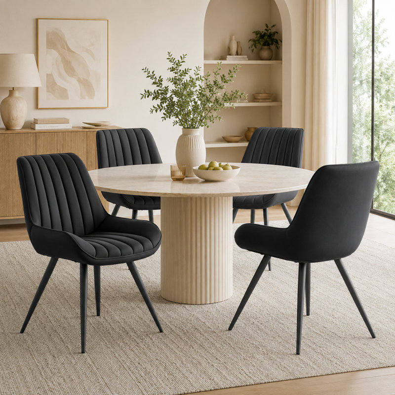 Chaise rembourrée avec pieds en métal, Noir