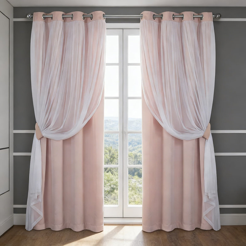 Paquet de 2 rideaux double couche - Panneaux obscurcissant et occultant avec œillets, écoénergétiques pour une utilisation à l'intérieur