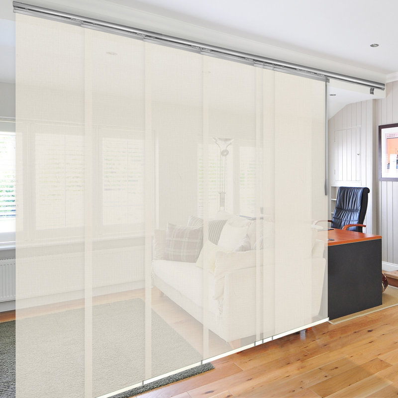 Semi Sheer Vertical Blind, 153"W x 94"L, Satin Nickel