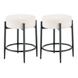 Modern Dining Chair Set, 23.6" Counter Height Stools with Round Soft Padded Boucle Backless Seat