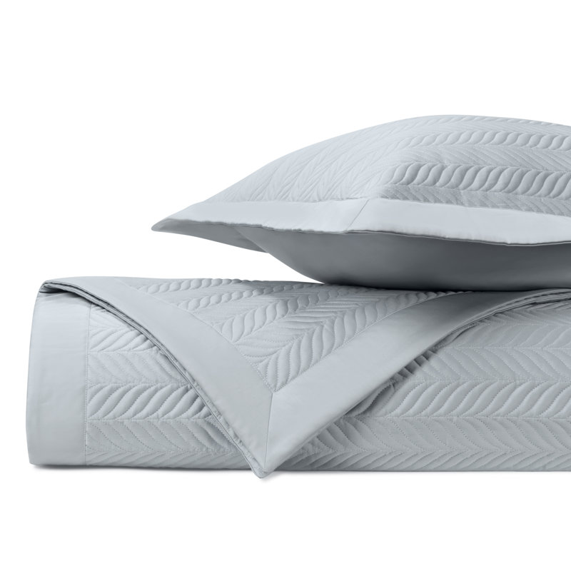 Egyptian Certified Cotton Coverlet Set, King Coverlet + 2 King Shams, Blue Gray