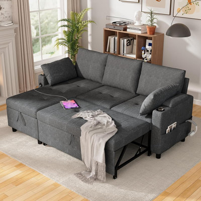 3 Seater Faux Leather Sofa Bed