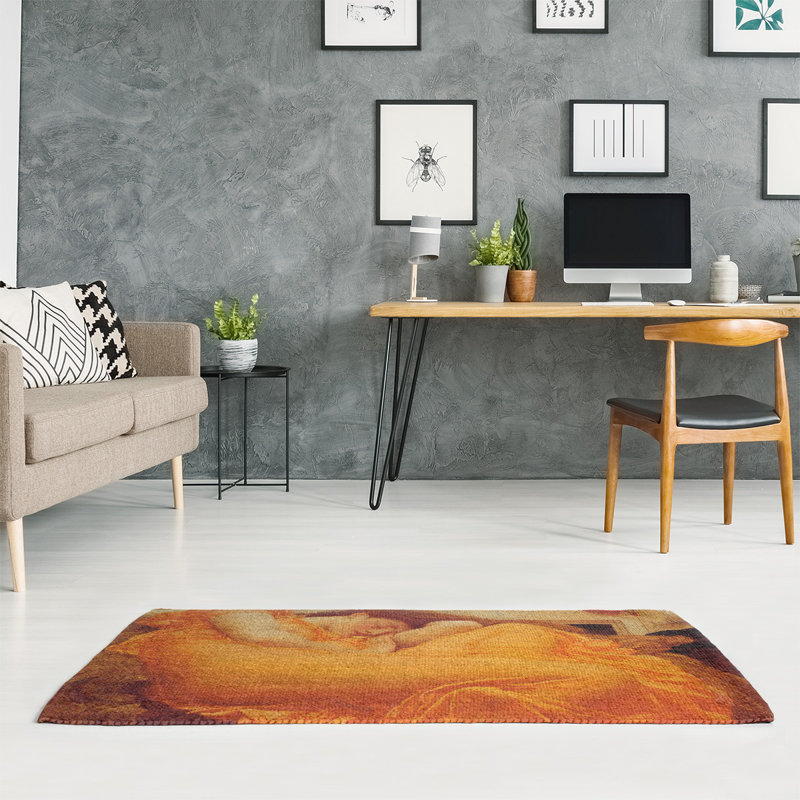 Tapis orange/brun flamme juin, Rectangle 3 pi x 5 pi