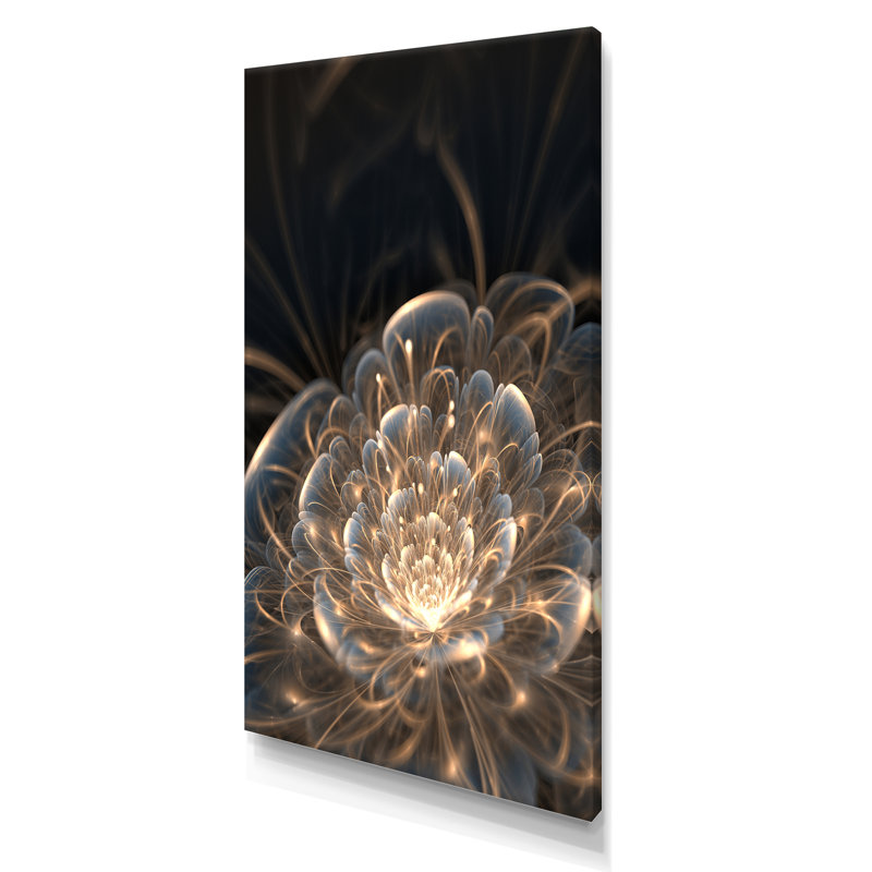 Abstract Fractal Flower With Golden Rays Canvas Print - Fractal Flower, 40" H x 20" W x 1" D, Wrapped Canvas