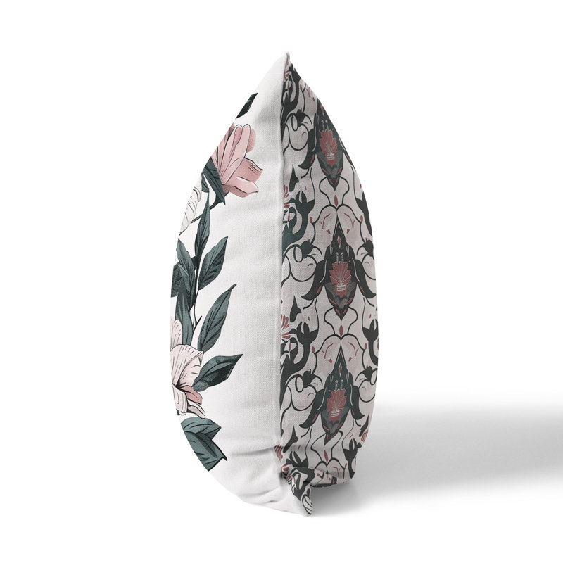 Coussin Divine, H 18 po x l 18 po, Vert/rose