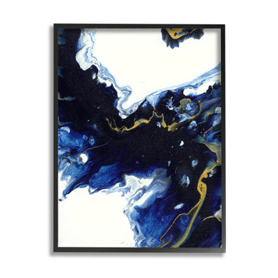 «Blue Water» se déplaçant à travers une abstraction blanche, un design moderne, une ferme surdimensionnée, un giclée rustique encadrée, un art texturé par Liz Jardine