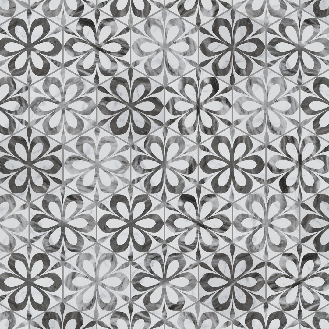Classico Bardiglio Daisy 7" x 8" Porcelain Patterned Wall & Floor Tile Merola Tile