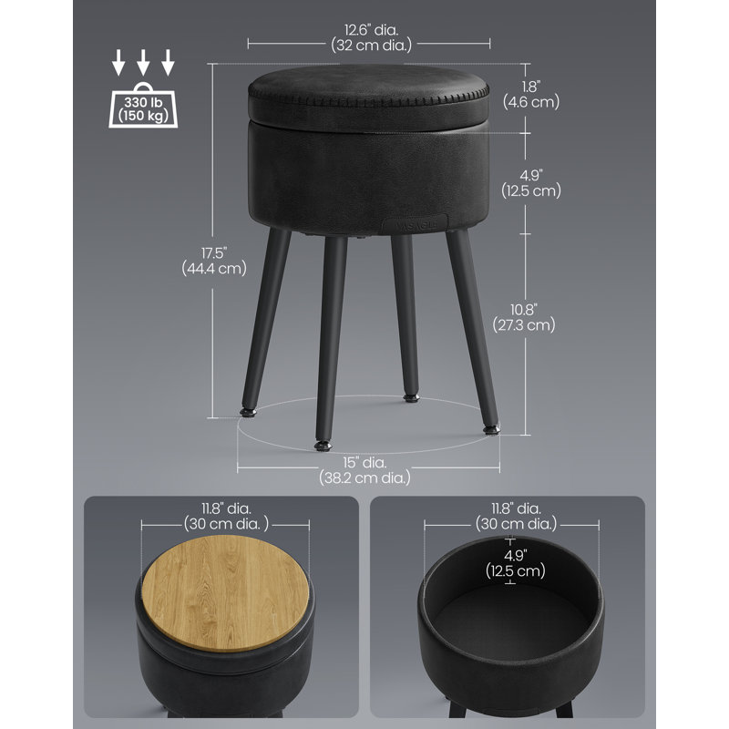 Steel Accent Stool, Black