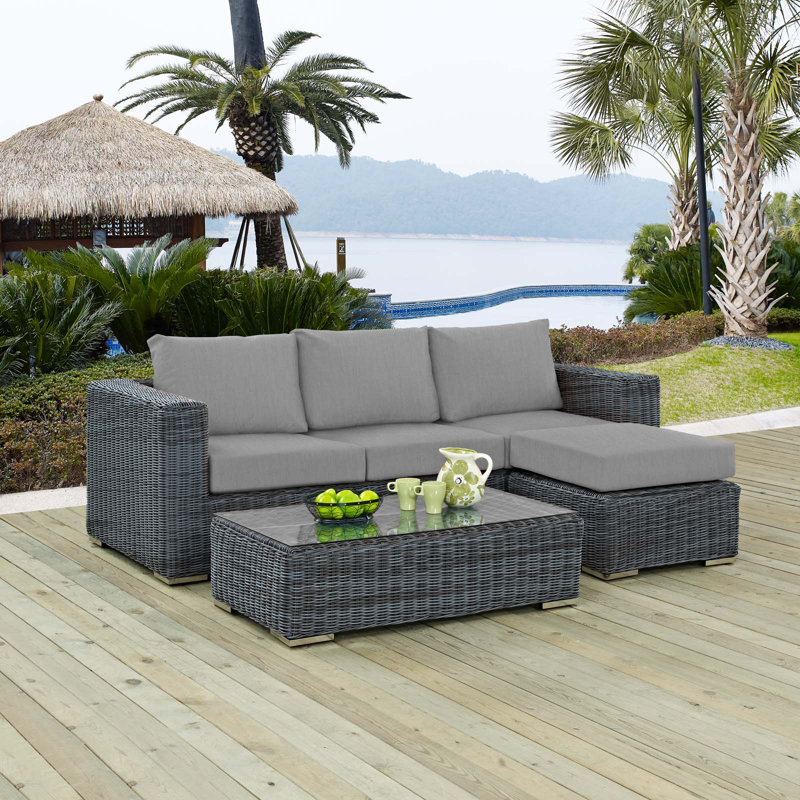 Ensemble modulaire de patio d'extérieur 3 pièces Invite, Toile granit Sunbrella®