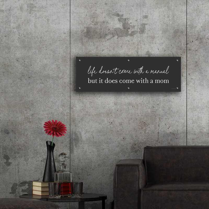  «Life Manual» par 36 po x 12 po, art mural en verre acrylique à lettres et doublé, H 12 po x l 36 po