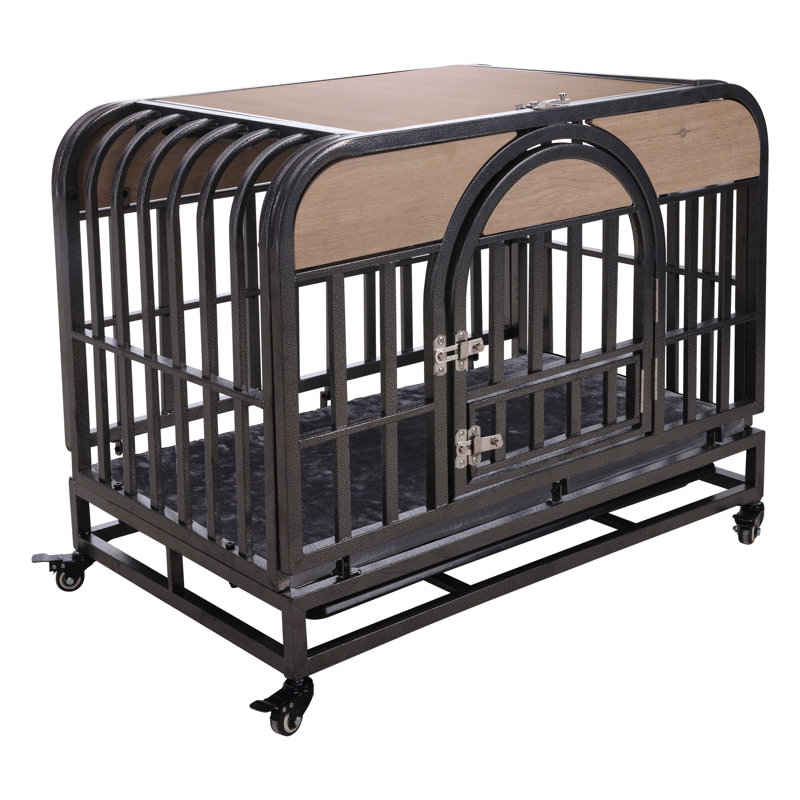 Caisse pour chien robuste de 46 po de style meuble avec des plateaux et des roues amovibles pour les chiens souffrant d'anxiété élevée