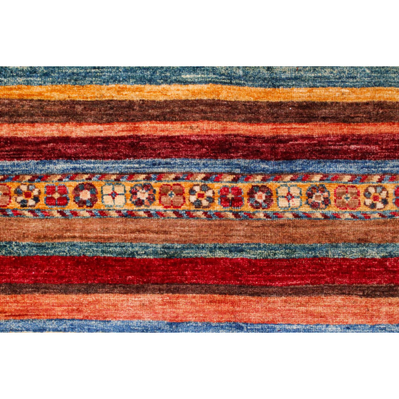 Tapis tribal multicolore et rouge 8 x 10