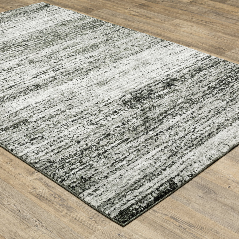 Tapis cendré / gris anthracite tissé à la machine Bobby, Rectangle 8 pi 6 po x 11 pi 7 po
