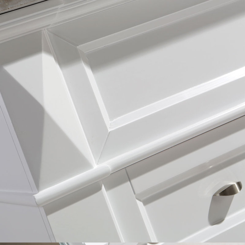 Ensemble de meuble-lavabo de salle de bain simple avec miroir 48 po Carrasquillo, Marbre de Carrare blanc, Blanc