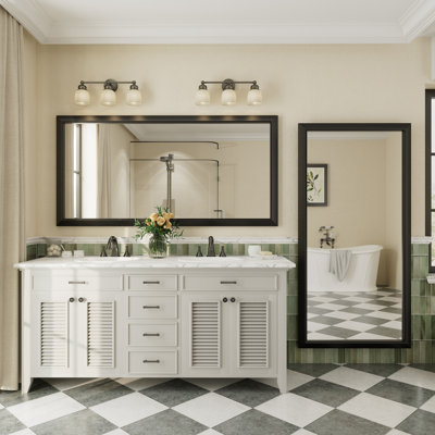 Amara Tempered Glass and Aluminum Alloy Framed French Cleat Mounted Wall Mirror