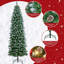 Pre-Lit Flocked Slim Christmas Tree with Warm White LEDs and Frosted Pine Cones, Space-Saving Pencil Tree for Indoor Holiday Decor-398258718
