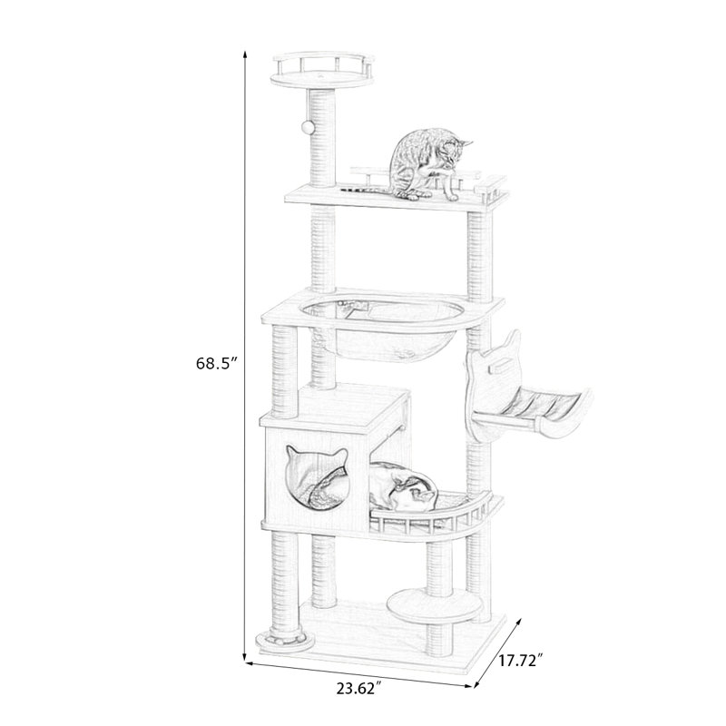 5-Tiers Cat Tree with Cat Condons,Perch,Scratching Posts