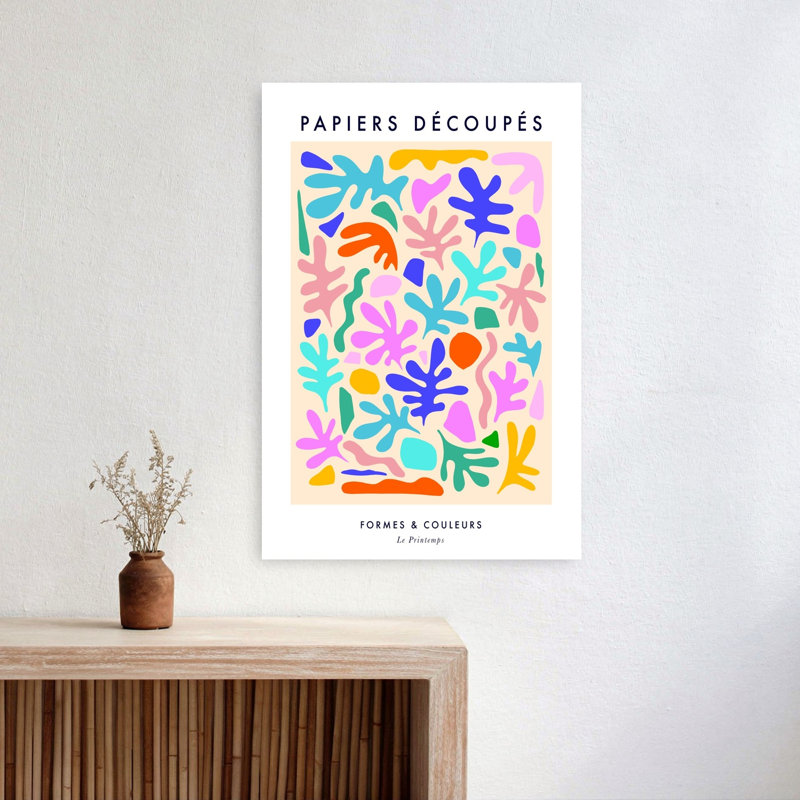 Vibrant Cutout Shapes Abstract Bold Colorful Summer Landscape Wall Art Print by Dominique Vari - Wrapped Canvas Print