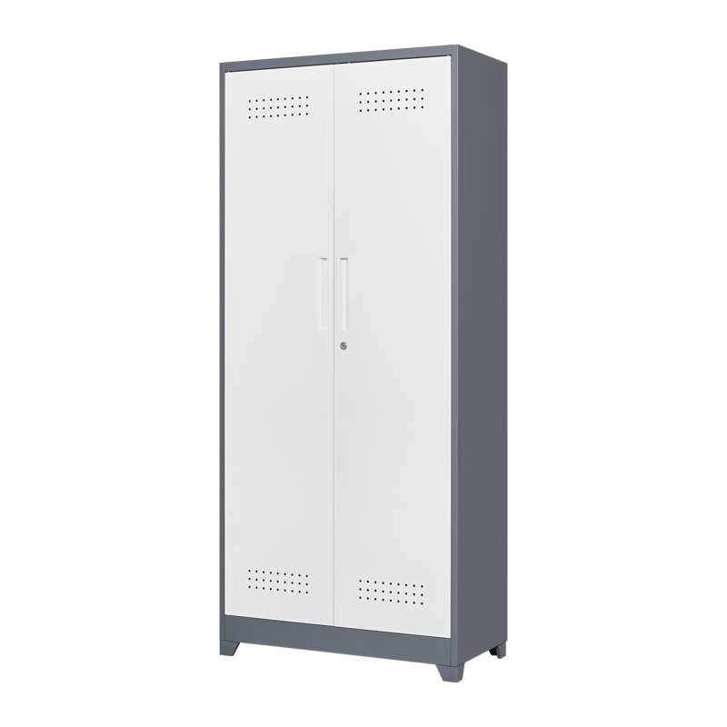 Armoires de rangement en métal, armoire à outils de nettoyage avec porte verrouillable, grand porte-outils et rangement à balais, grande armoire de rangement pour la cuisine, le garde-manger, le bureau, la boutique