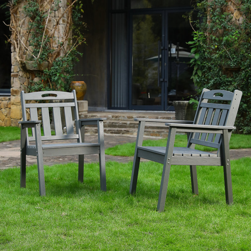 Durable Low-Maintenance Outdoor Terrace Dining Chair Set with Vertical Backrest for Gardens and Backyards, Black