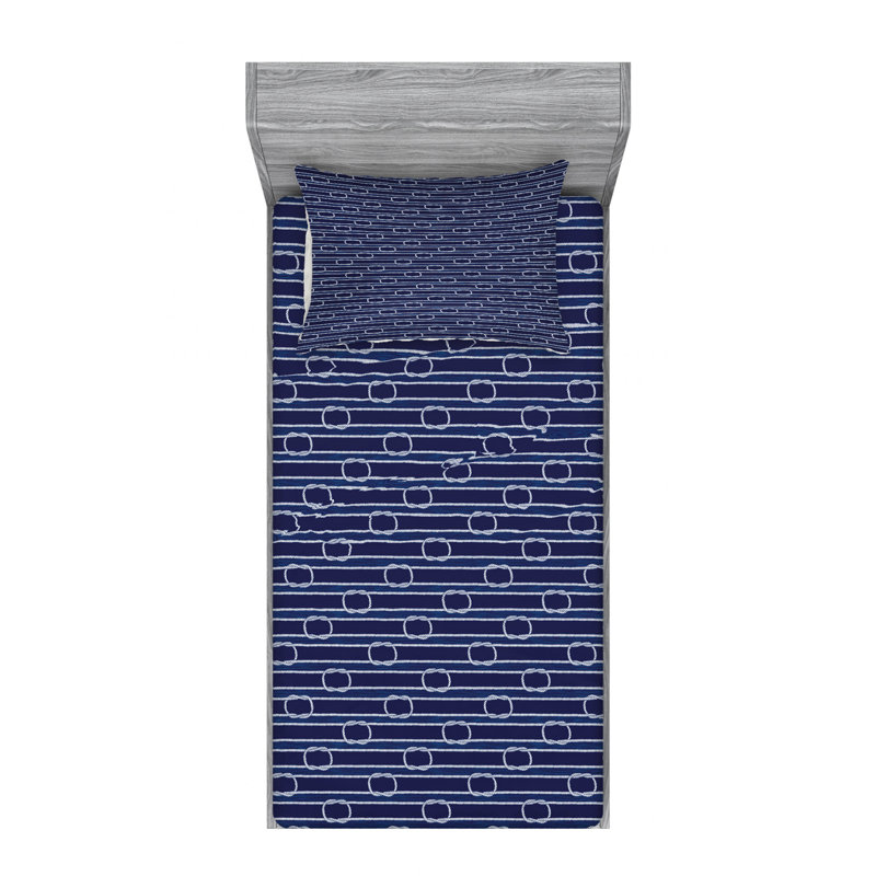 Microfiber Geometric Sheet Set, Twin Sheet Set with Fitted Sheet