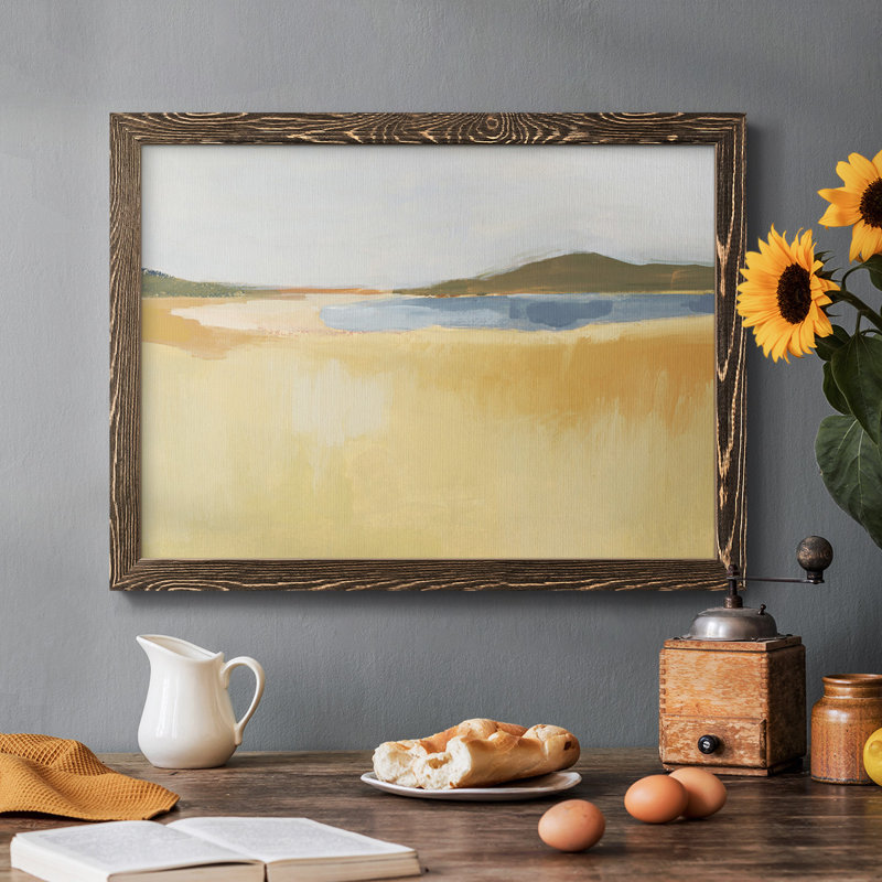 Ochre bord de mer I - Toile tendue avec châssis rustique, Noyer, H 26 po x l 38 po x P 1,5 po
