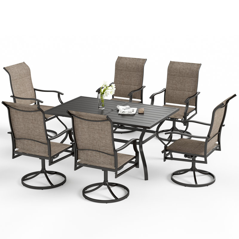 6 - Person Metal Patio Dining Set With Rectangular Table