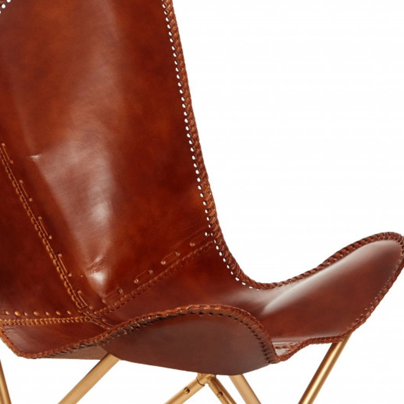  Fauteuil club beige en cuir véritable touffeté, Beige/Gold