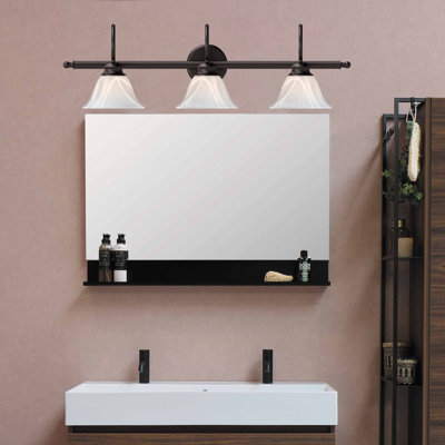 Sawyers 3-Light Indoor Antique Bronze Bath or Vanity Wall Mount with Alabaster Glass Bell Shades