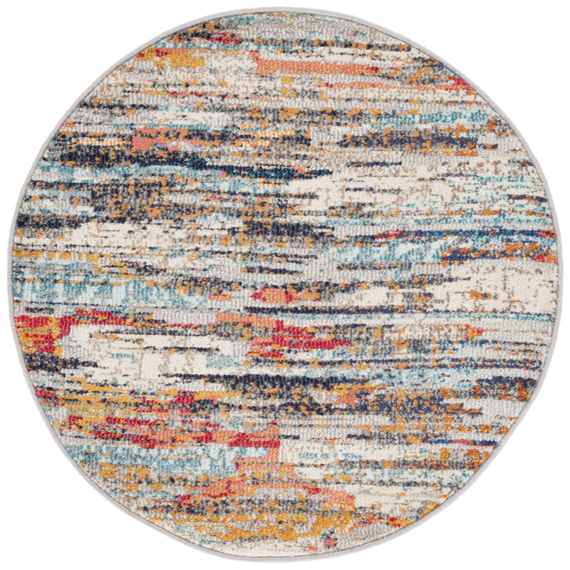 Riccio Abstract Ivory/Multi Area Rug, Round 3'