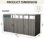 Remise à poubelle en métal gris - peut contenir 3 poubelles, pour rouiller et pourrir, remise facile à assembler, prises en acier galvanisé,