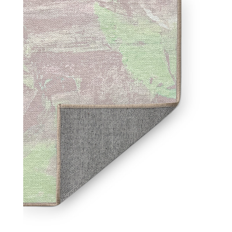 Tapis rose / jaune en chenille / polyester tissé à la machine Erlond, Rectangle 8 pi x 12 pi