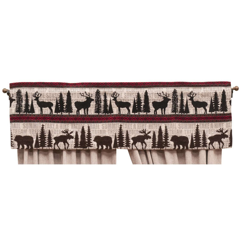 Wooded River Lazy Lodge Valance Rustic Cabin Window Curtain Topper