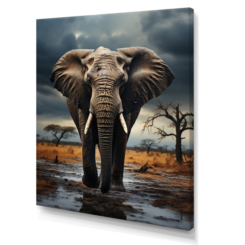 «Dangira Elephant Tales From Afar», reproduction sur toile, H 32 po x l 16 po x P 1 po, Toile tendue