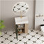 Meuble-lavabo à tablettes 21,6 po avec évier en céramique et porte à fermeture douce, armoire de rangement à tablettes ouvertes sur le côté droit, assemblage requis, vert-379174993