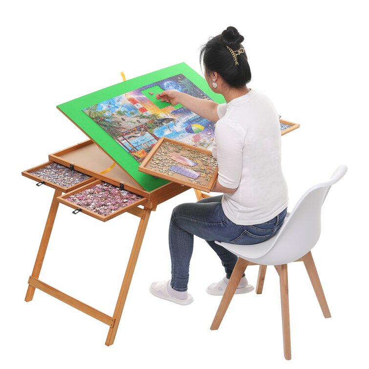 Fanwer Portable Jigsaw Puzzle Board Table 1500 Pieces with Cover