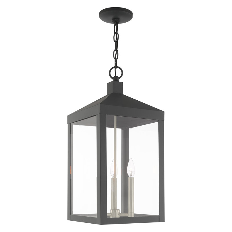 Lanterne suspendue d'extérieur à 3 lumières Inniss, H 18,5 po x l 8,25 po x P 8,25 po, Gris scandinave
