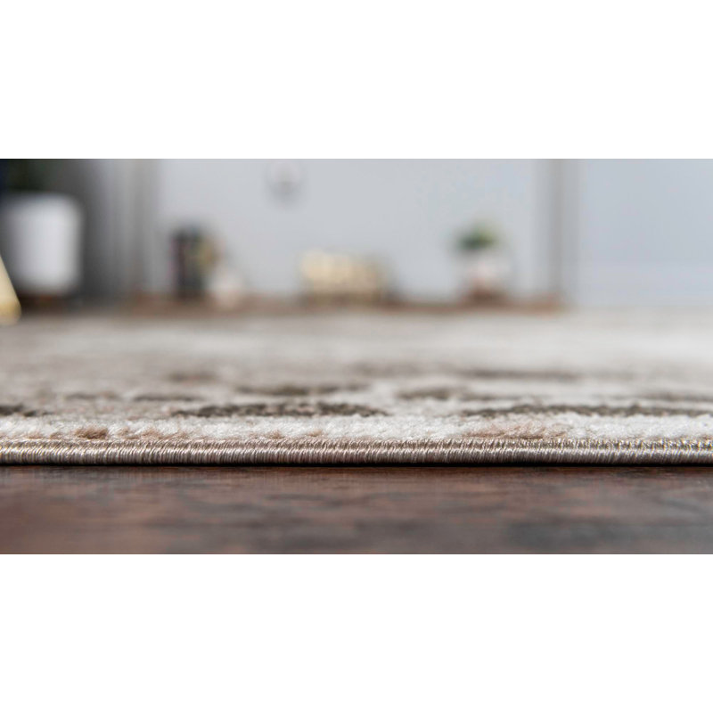 Brandt Floral Area Rug, Rectangle 7'1" x 10', Brown/Cream