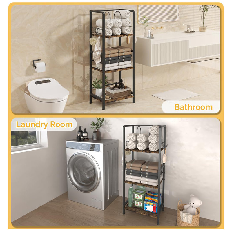 Porte-serviettes sur pied pour salle de bain, Noir