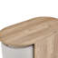 Ensemble de tables basses ovales en MDF avec 2 repose-pieds en lin beige, tabourets gigognes avec rangement caché pour petit salon