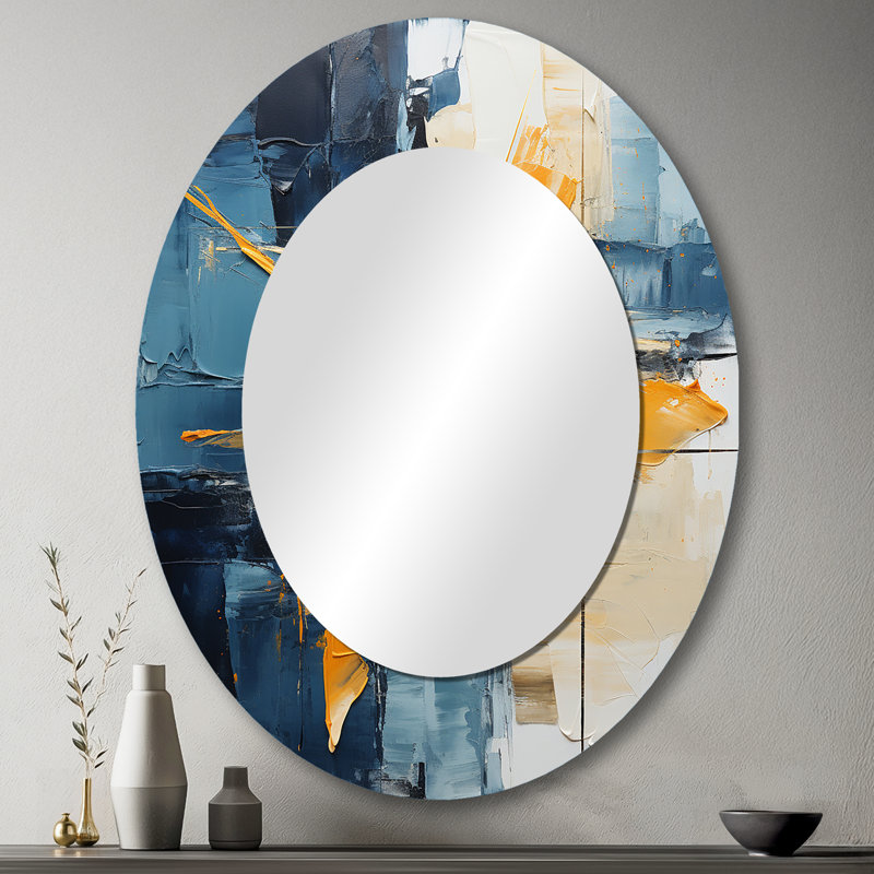 Abstract Layers I - Miroir mural moderne ovale, 43 po x 33 po