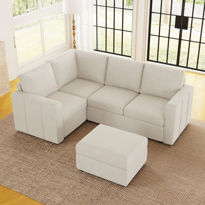 Aubade L-Shape Sectional Sofa Storage Couch With Removable Ottomans