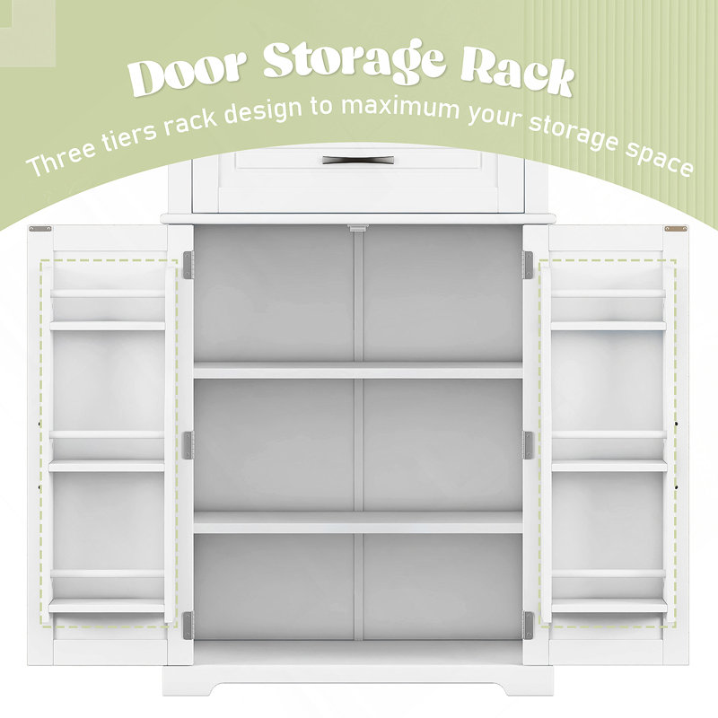 Bathroom Storage Cabinet With Multi-Functional Storage Space, Drawer With Slide Rails, Adjustable Shelf, White