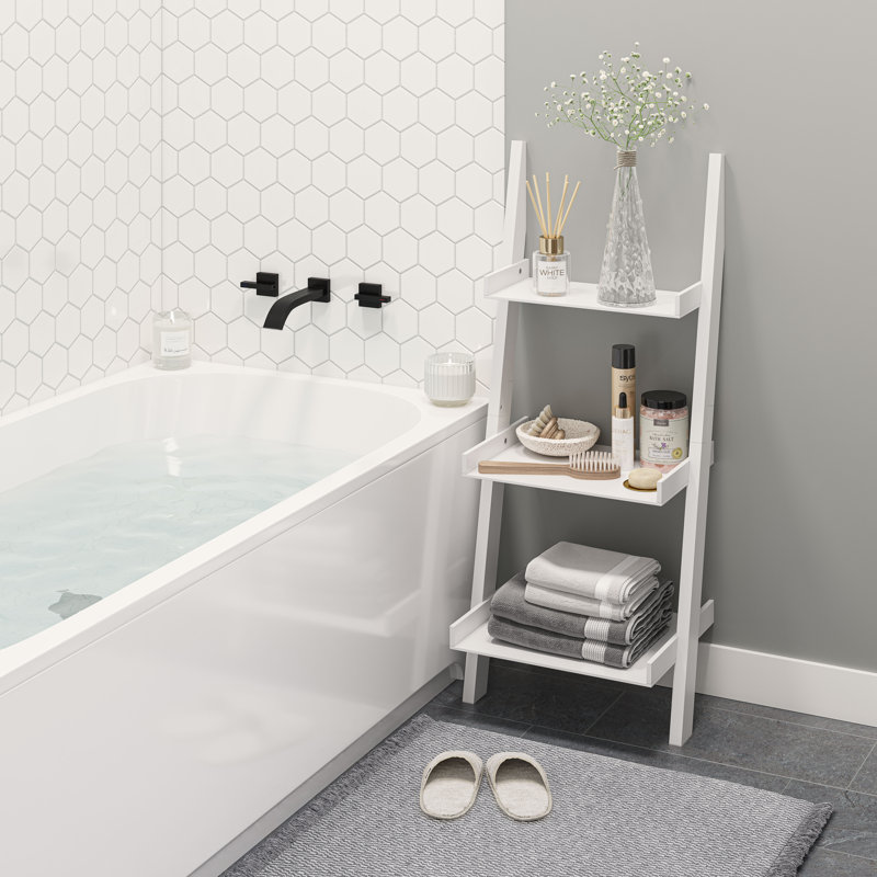 Tablettes de salle de bain autoportantes Lado, Blanc